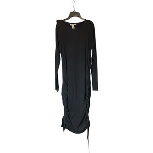 Emma's Expressions Maternity NWT blackwith side drawstrings long sleeve dress L